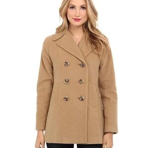 NWT Kenneth Cole Reaction Double Breasted Wool Blend Pea Coat